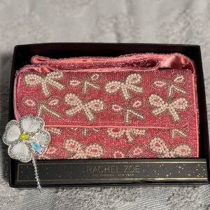 Pink and Cream Bow Beaded Clutch